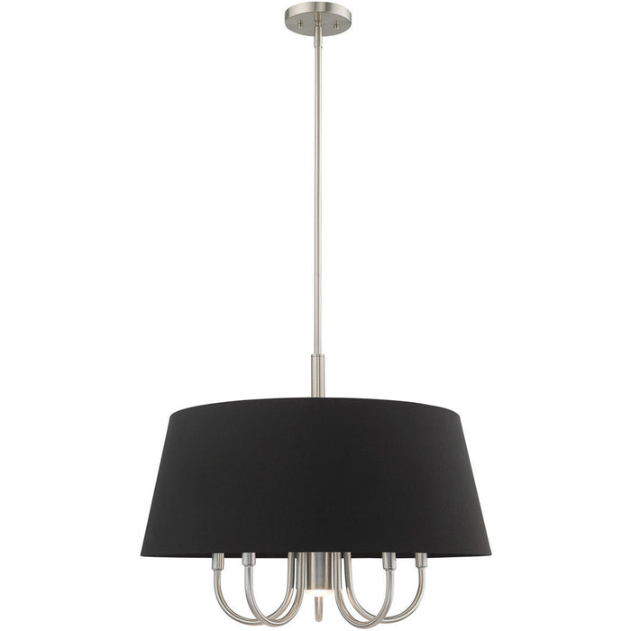 22'' Six-Light Dimmable Chandelier With Shades - Nickel