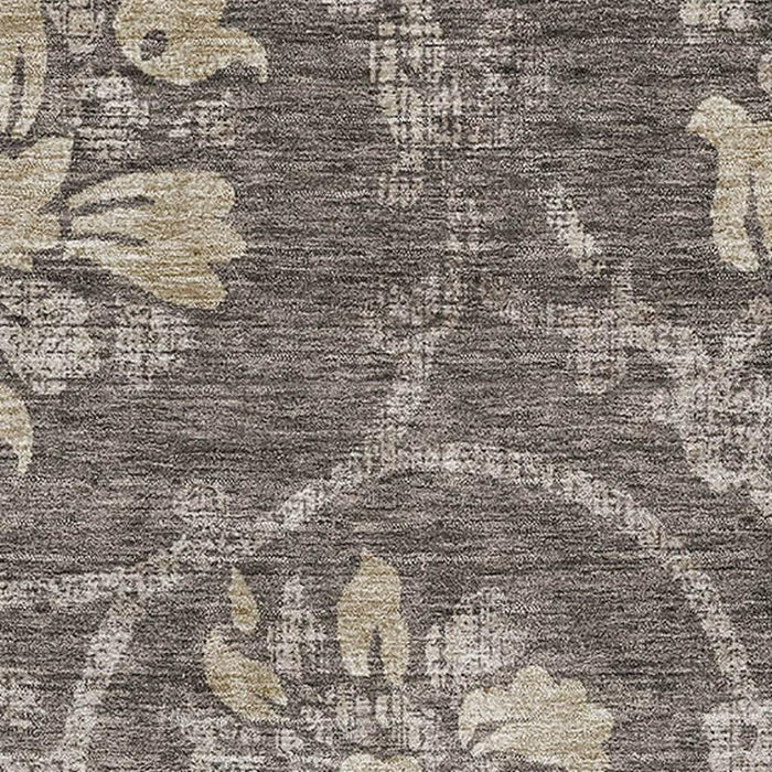 10' X 14' Floral Washable Area Rug With UV Protection - Brown