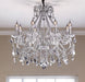 HomeRoots empire-style eight-light chandelier with transparent glass shades, nickel finish, and LED bulbs, ideal for elegant ceiling lighting.