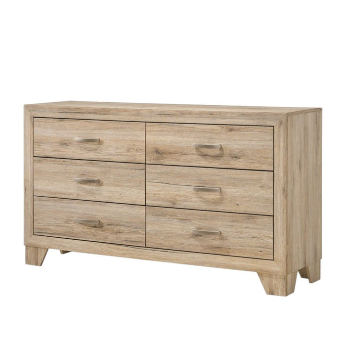 Six Drawer Double Dresser - Natural Brown