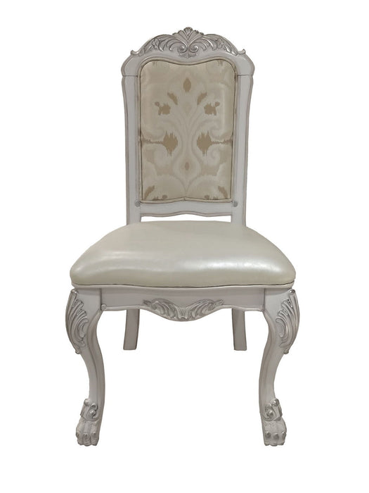 Tufted Upholstered Faux Leather Dining Side Chairs (Set of 2) - White