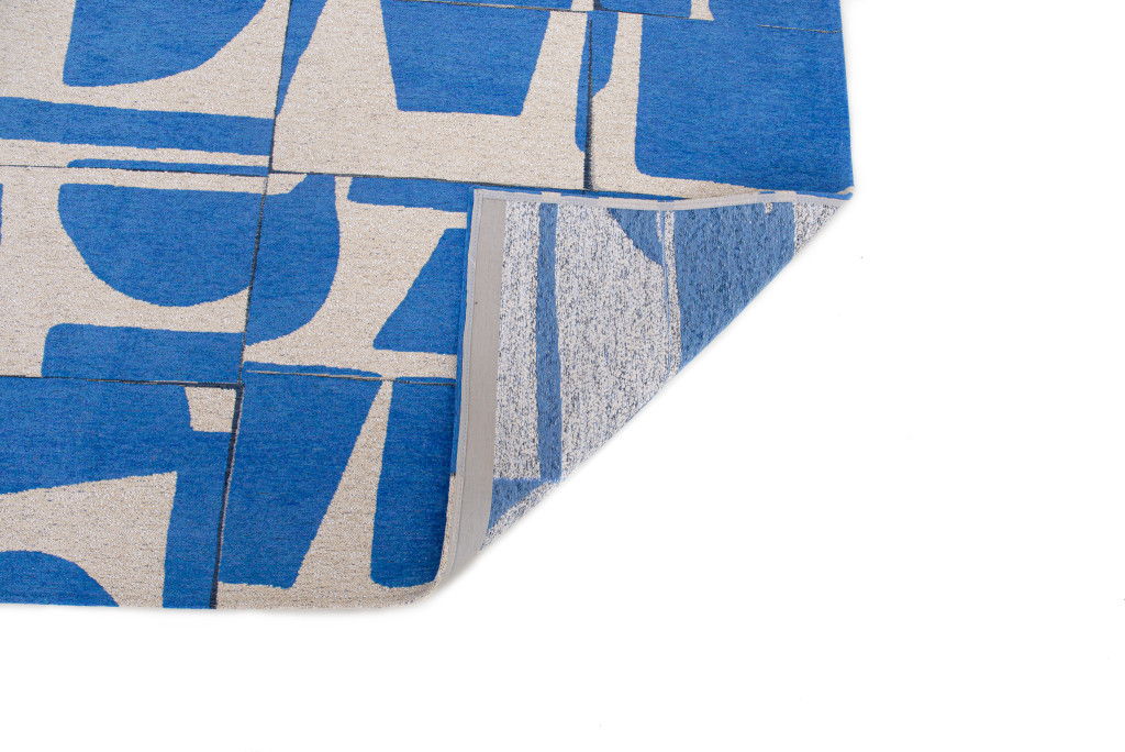 8' X 11' Geometric Washable Area Rug (551959) - Blue / White