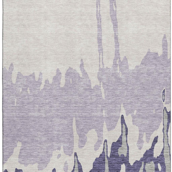 10' X 14' Abstract Washable Area Rug With UV Protection (676152) - Purple / Ivory / Gray