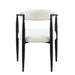 Set of 2 Giga mid-century modern dining chairs with boucle backrests, Sherpa upholstery, and metal legs for kitchen or dining room.