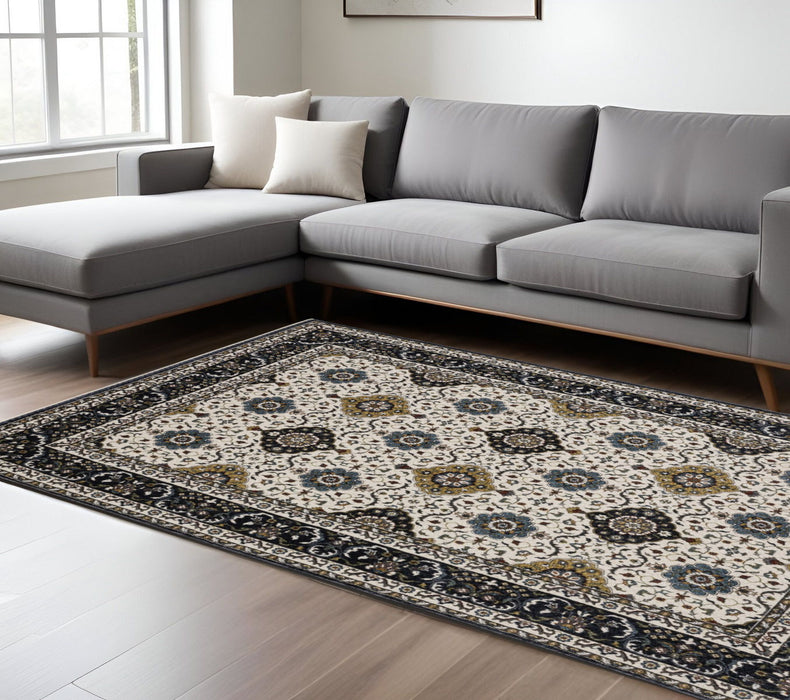 7' X 10' Medallion Area Rug With Fringe - Ivory