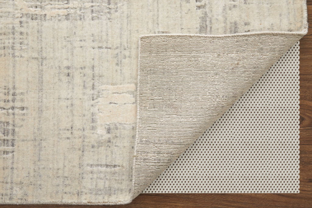 3' x 5' Abstract Hand Woven Worn Faded Wool Blend Area Rug - Ivory And Gray