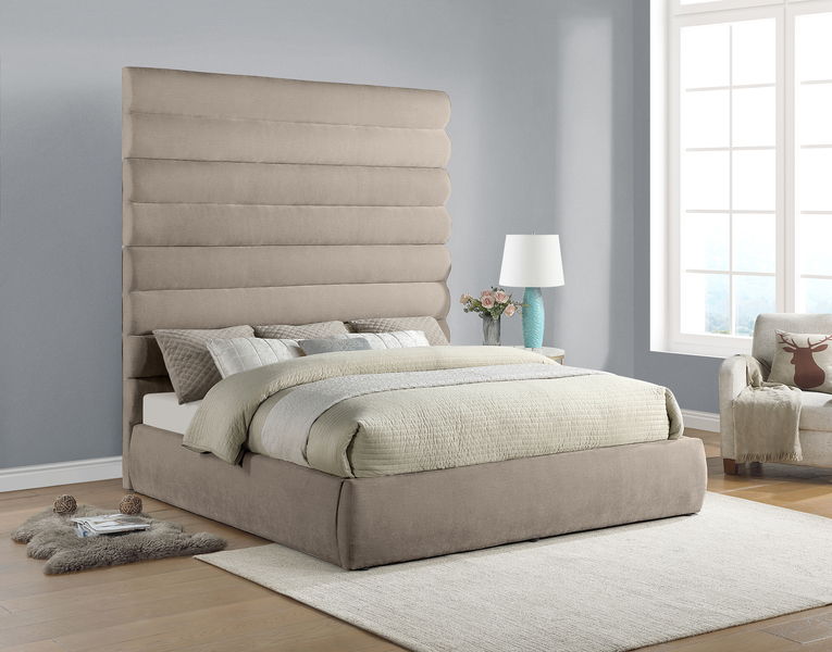 Adam - Chenille Fabric Bed With 89" Headboard