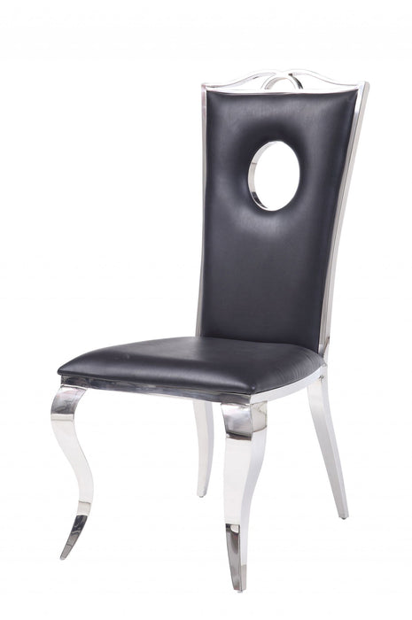 Upholstered Faux Leather Dining Chairs (Set of 2) - Black