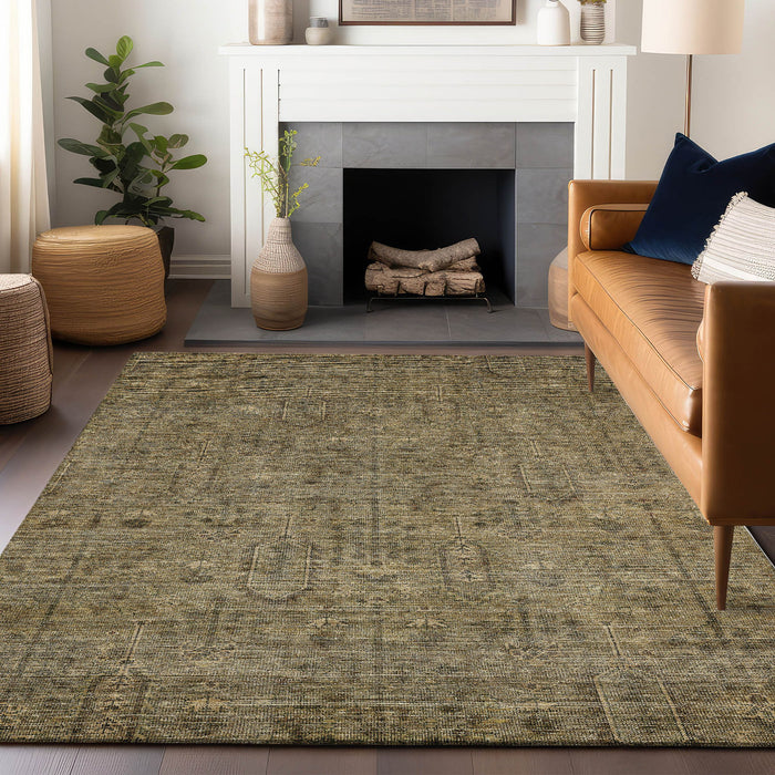 8' X 10' Southwestern Washable Area Rug With UV Protection - Brown / Beige