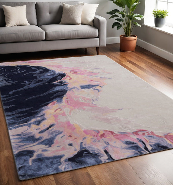 5' X 8' Abstract Hand Tufted Area Rug - Pink