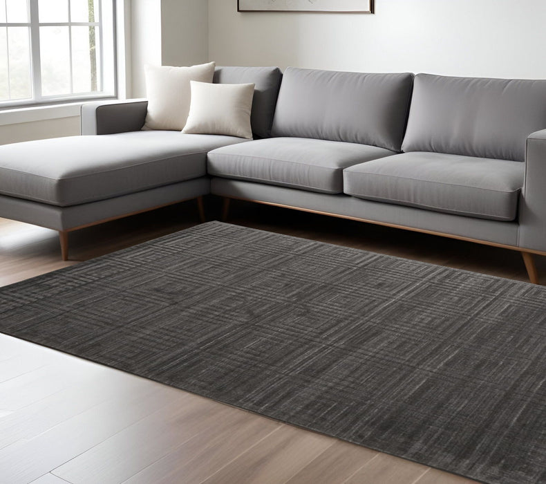 8' x 10' Geometric Hand Woven Area Rug - Gray