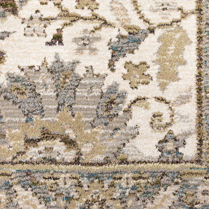 10' x 13.1' Oriental Power Loom Area Rug - Gray And Ivory