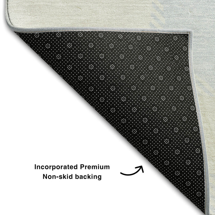 10' X 14' Abstract Geometric Washable Area Rug With UV Protection (669216) - Navy Blue / Ivory