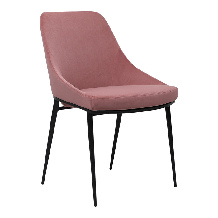 Upholstered Velvet Dining Side Chairs (Set of 2) - Pink / Black