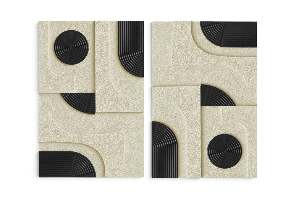 Mango wood wall decor by Meridian Furniture, two-piece wall art with natural wood finish for modern interior decor.