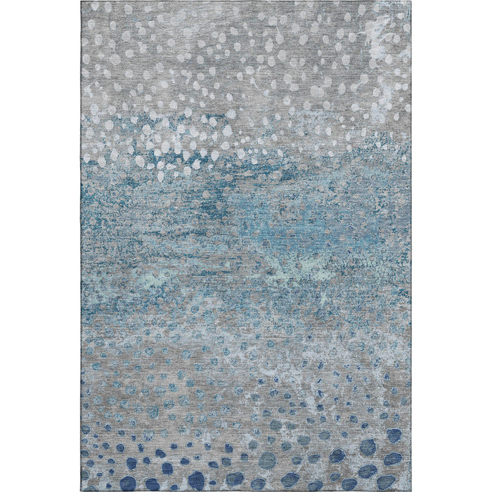 10' X 14' Polka Dot Washable Area Rug With UV Protection (693252) - Gray / Ivory / Blue