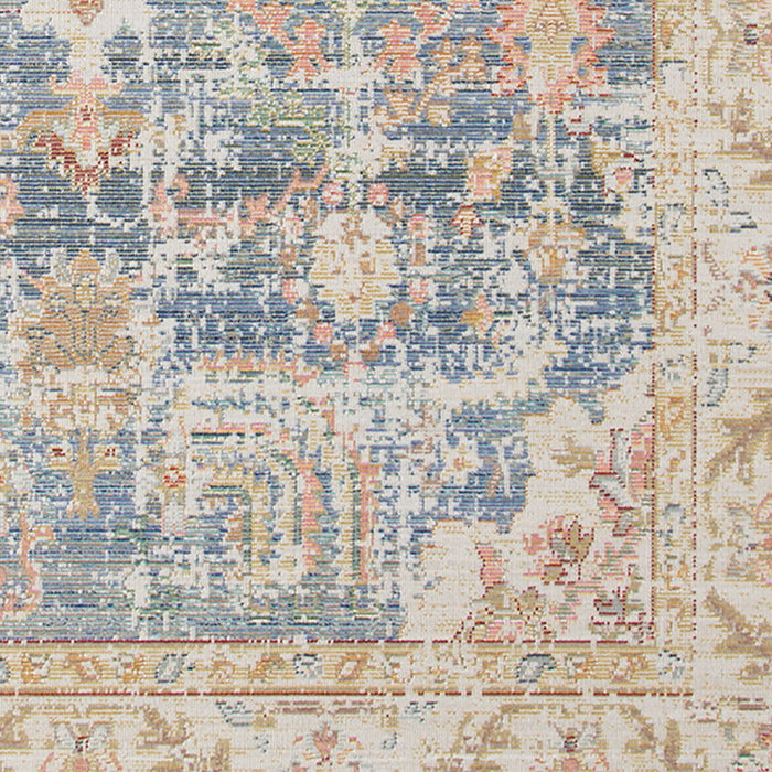 9' x 13' Floral Power Loom Area Rug - Gold Blue And Orange