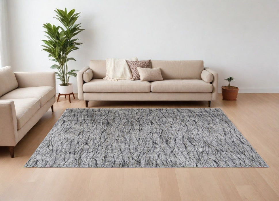 7' x 10' Abstract Power Loom Area Rug - Gray Ivory And Tan