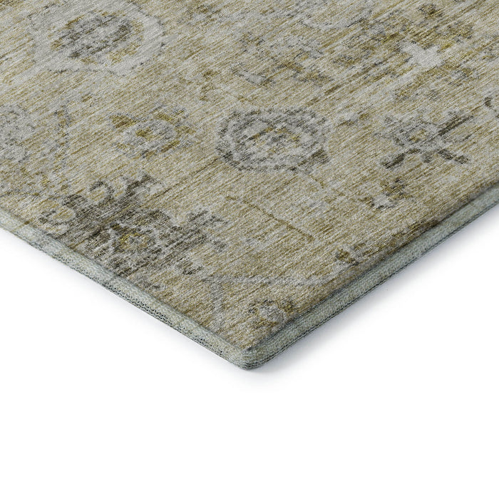10' X 14' Damask Washable Area Rug With UV Protection (684576) - Beige / Gray / Brown