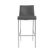 Set of 2 gray and silver 31-inch steel low back bar height chairs by HomeRoots, featuring modern design and sturdy metal construction.
