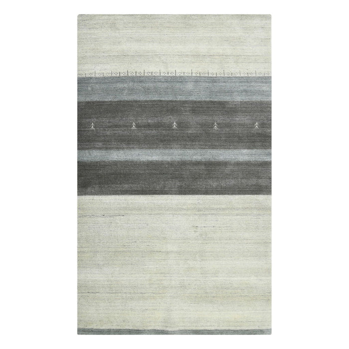 9' X 12' Transitional Wool Striped Hand Woven Area Rug - Ivory
