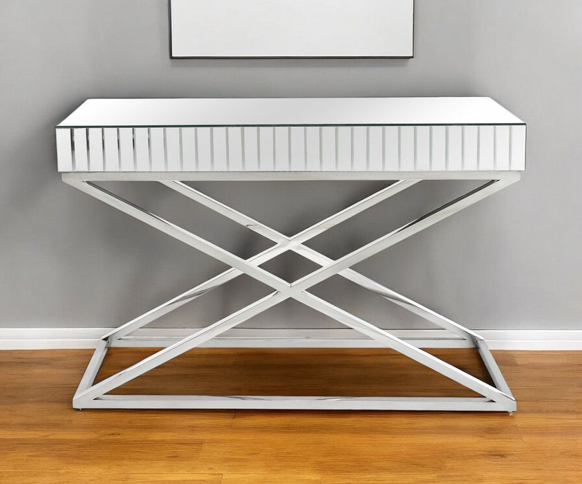 47" Mirrored Glass Console Table - Silver