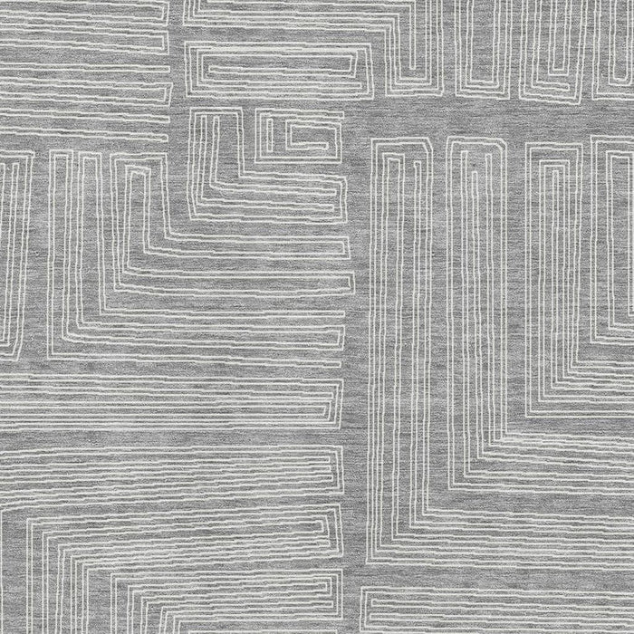 10' X 14' Geometric Washable Area Rug With UV Protection (681983) - Gray / Ivory