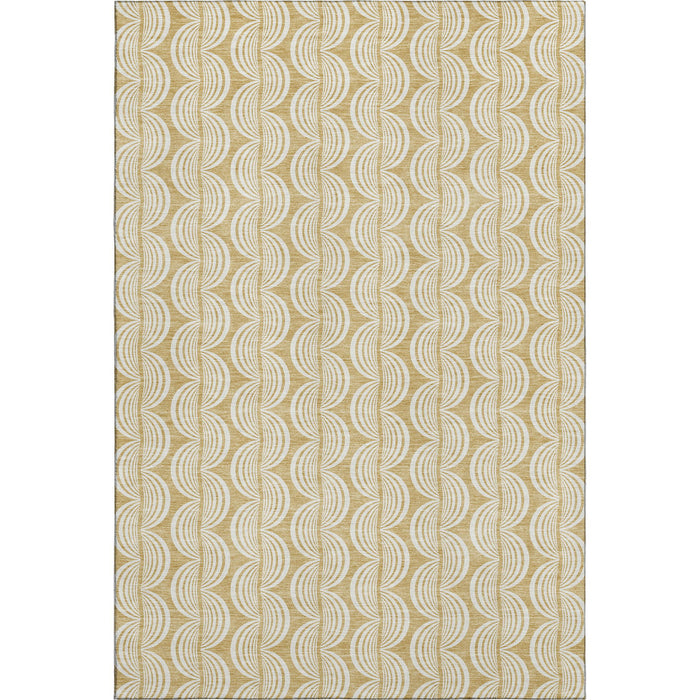10' X 14' Ogee Washable Area Rug With UV Protection (682721) - Gold / Ivory