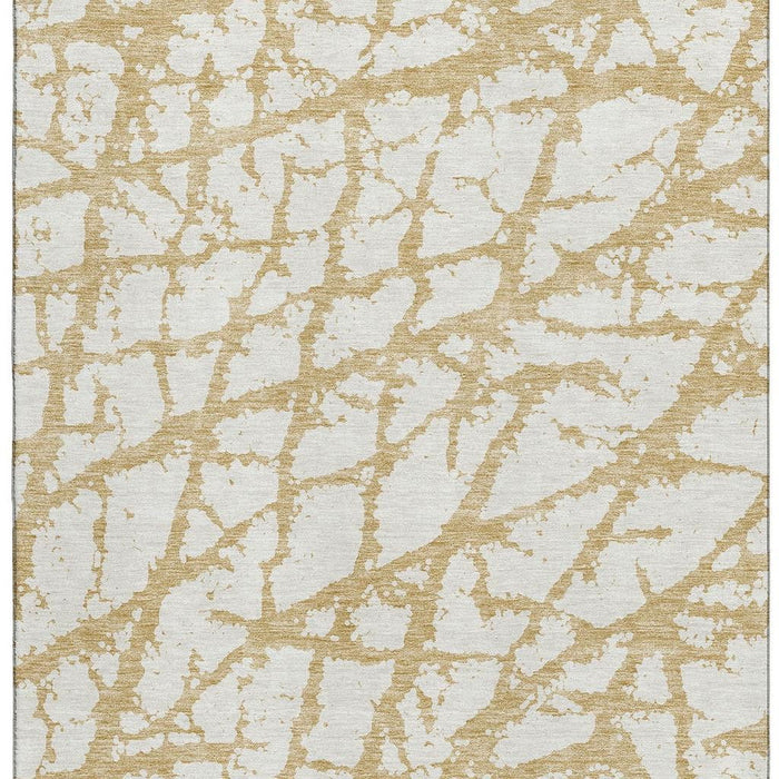 10' X 14' Abstract Washable Area Rug With UV Protection (676836) - Gold / Ivory