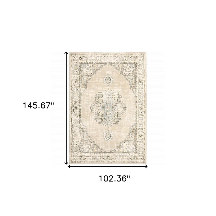 9' x 12' Center Jewel Area Rug - Beige And Ivory