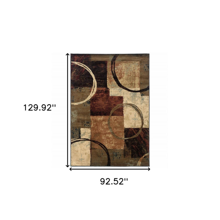 8' x 11' Abstract Geometric Area Rug - Brown And Black
