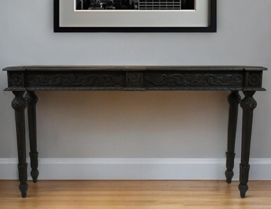 Solid Wood Distressed Console Table - Gray