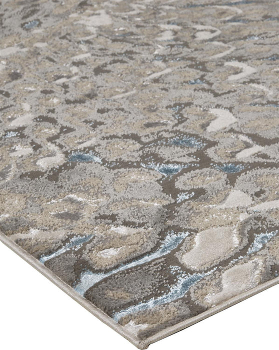 9' x 12' Geometric Area Rug - Blue Silver And Gray