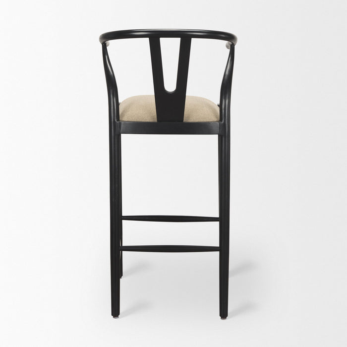 Fabric Solid Wood Bar Chair - Taupe / Black