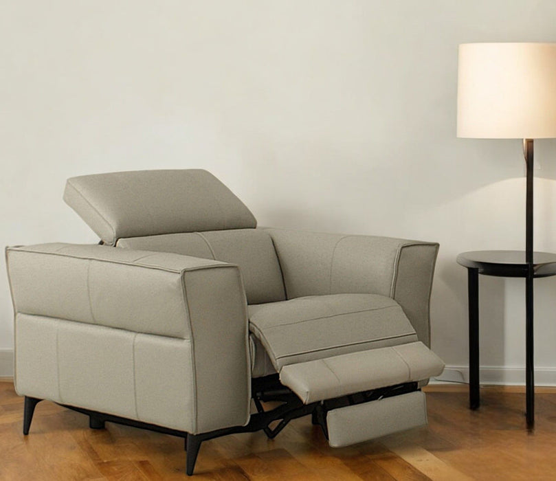 Genuine Leather Power Recliner - Gray