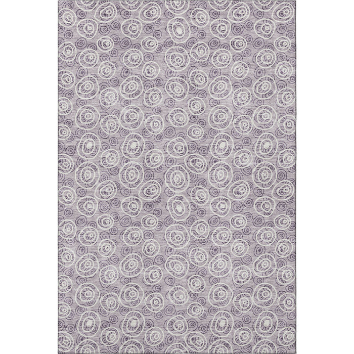 10' X 14' Polka Dot Washable Area Rug With UV Protection - Lavender And Ivory