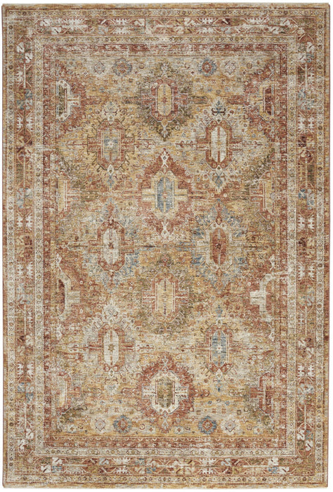 8' X 10' Geometric Distressed Area Rug (550819) - Rust / Ivory / Blue