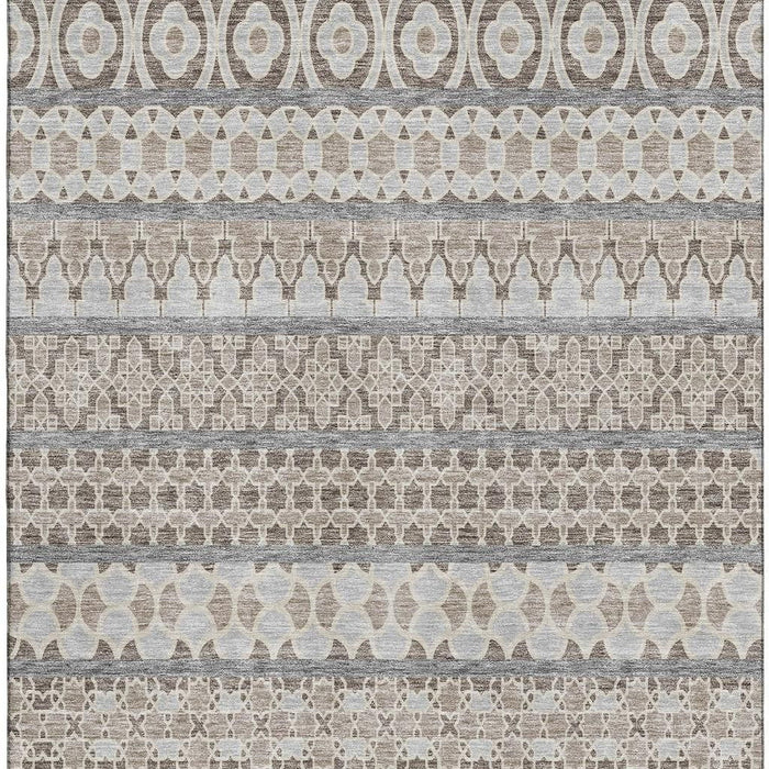 8' X 10' Ikat Washable Area Rug With UV Protection - Taupe