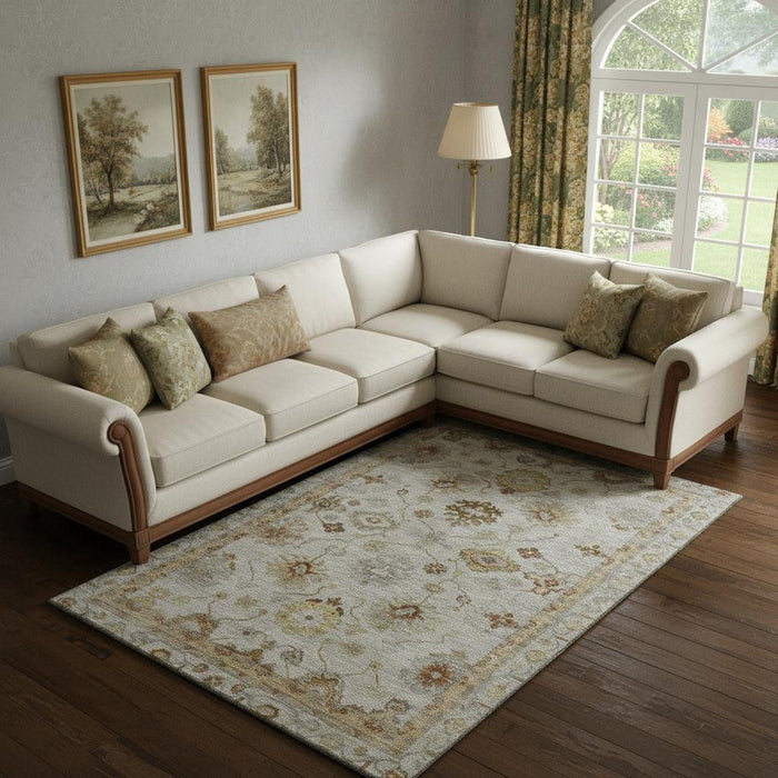 10' X 14' Oriental Washable Area Rug With UV Protection (716431) - Taupe / Beige