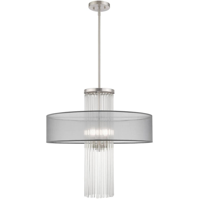 33'' Four-Light Dimmable Chandelier With Shades - Nickel