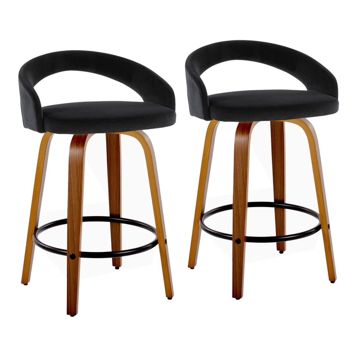 Grotto - 31" Upholstered Fixed-Height Counter Stool (Set of 2) - Walnut Wood Base