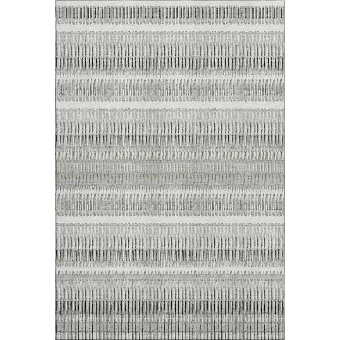 10' X 14' Striped Washable Area Rug With UV Protection (650488) - Ivory / Gray