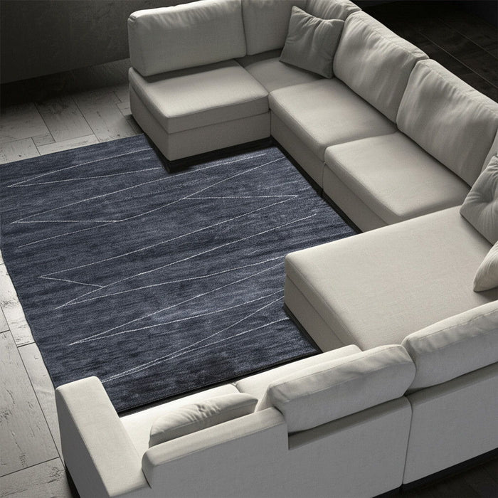 8' X 10' Abstract Hand Knotted Distressed Area Rug - Gray / Ivory