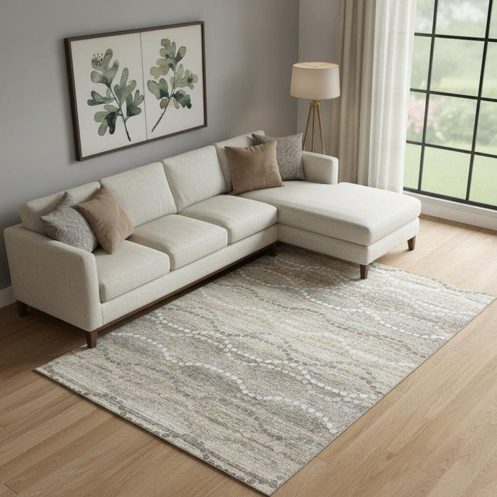 10' X 14' Abstract Geometric Washable Area Rug With UV Protection (715267) - Beige / Ivory