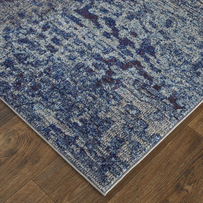 10' x 14' Abstract Power Loom Stain Resistant Area Rug - Blue Purple And Ivory
