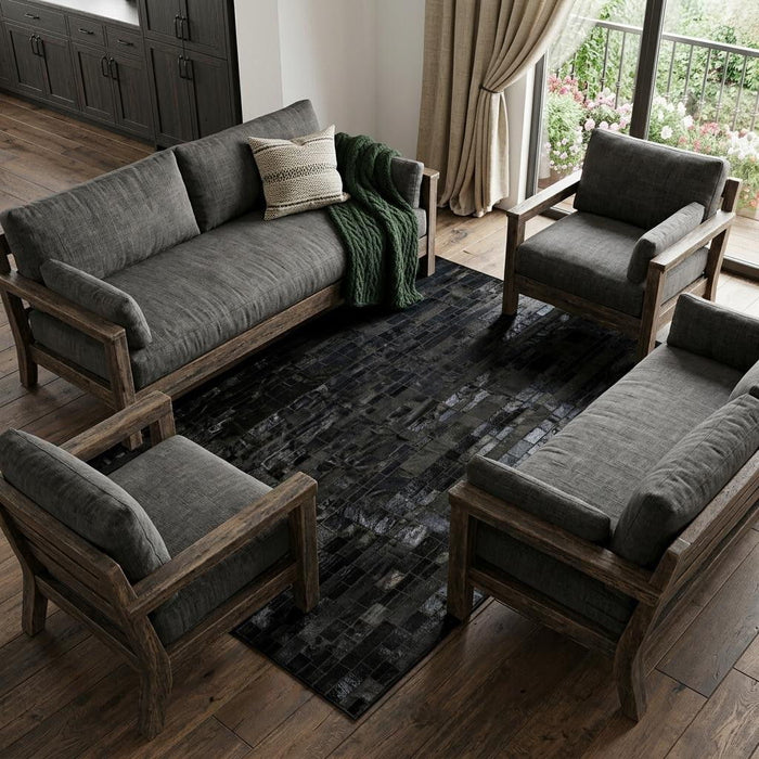 8' X 10' Cowhide Patchwork Area Rug (544491) - Black