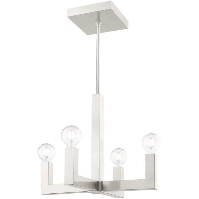 18'' Four Light Dimmable Chandelier With Shades - Nickel