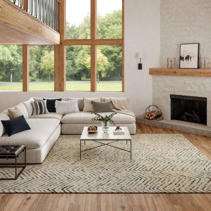 8' X 10' Wool Chevron Area Rug - Ivory