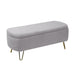 Giga storage ottoman bench with modern camel faux fur upholstery, padded seat, and built-in storage for bedroom or living room.