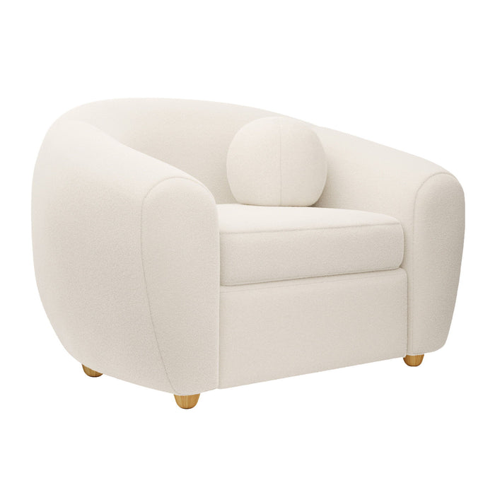 Boucle Arm Chair - White And Natural